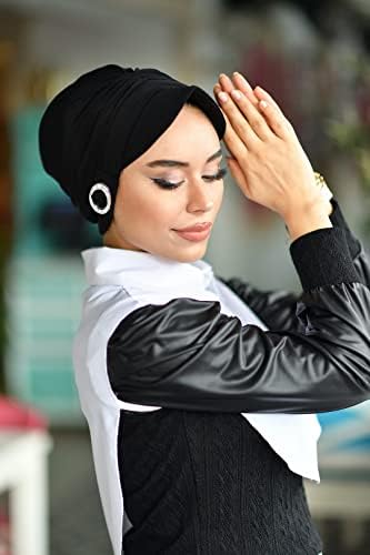 Турбанска капа со клип-хиџаб капа-турбани за жени-хијаб за жени | Завртки за коса-хемо-карцином за глава за жени-хијаб капа