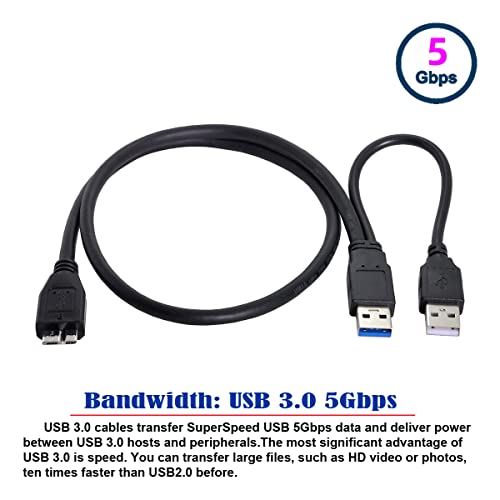 CY Микро USB 3.0 Моќ Y Кабел, Двојна USB3. 0 Податоци &засилувач; USB2. 0 Моќ Машки На Микро USB 3.0 Кабел Со Дополнителна Моќност ЗА SSD HDD