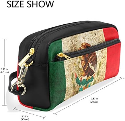 ВИПК СТУДЕНТИ ЦРНА ГОЛЕМО ГОЛЕМОТ СОСТОЈБА ПУ-кожен молив со молив, торбичка торба за торбички стационарна кутија козметичка торба Ретро мексиканско знаме