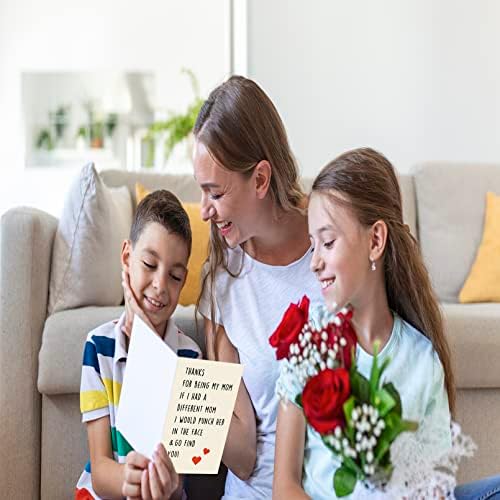 Картичка за сарказам за картичка за Денот на мајката, смешна честитка за роденден за мама мама маќеа, уникатни подароци за ден на мајки за ќерка сине, мамо благодара