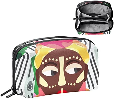 Козметичка Торба За Жени, Симпатични Пространи Водоотпорни Чанти За Шминка Патуваат Африканска Жена Организатор На Тоалетна