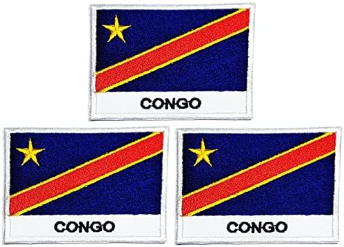 Кленплус 3 парчиња. 1. 7Х2, 6 ИНЧИ. Конго Знаме Печ Знаме Земја Национални Закрпи ЗА САМ Јакна Маица Фармерки Шапка Костим Амблем