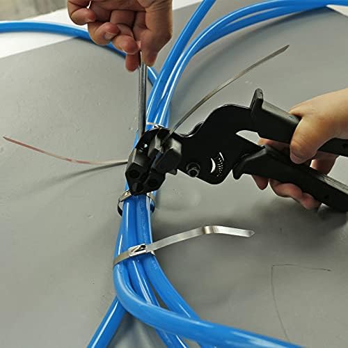 Rierdge 50 парчиња метална жица врски за само-заклучување кабел, 12-инчен 304 врски од не'рѓосувачки челик, метални издувни зимски врски