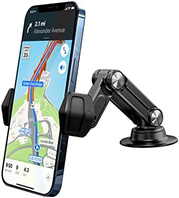 Qincoon Car Telege Holder, 360 ° Rotation Universal Aluminum Dashboard Smartphone Stand за iPhone Samsung Android, метал мобилен