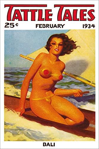 Tattle Tales февруари 1934 година Гроздобер класичен Pinup Girl Retro Cover Art Poster - 11x17