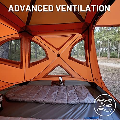 Дрвен гребен Поп-ап преносен водоотпорен камп за кампување, шатор, лесен инстант 60 секунди, отпорни на УВ 4 шатори за кампување, портокалово