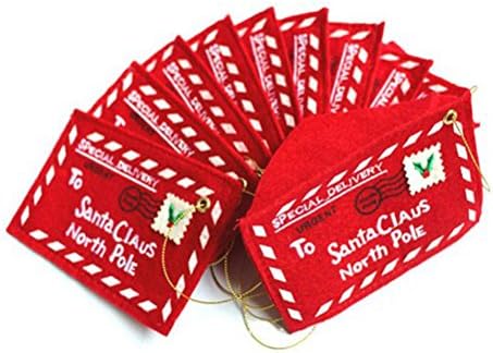 Доитул Божиќна Торба за Лекување, 10 парчиња Писмо До Дедо Мраз Чувствува Везови Со Плик Божиќен Украс Санта Поштенско Сандаче
