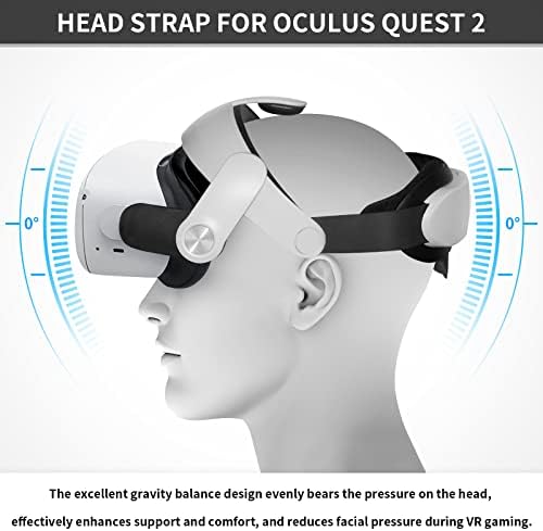 Прилагодлива лента за прилагодување на главата за uyghhk за Oculus Quest 2, Замена за елита лента, подобрена поддршка и удобност во VR