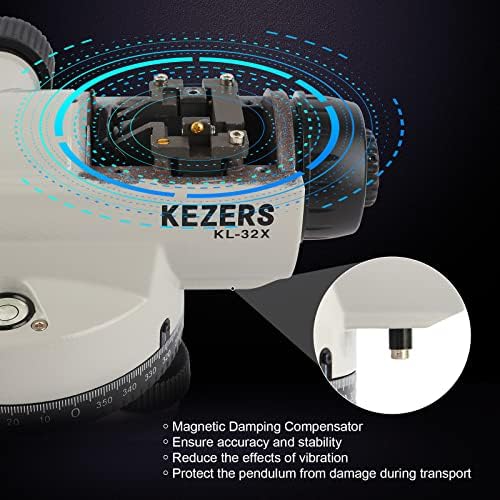 Комплет за автоматско оптичко ниво на Kezers 32x со само-израмнување магнетски навлажен компензатор и заклучување на транспортот,