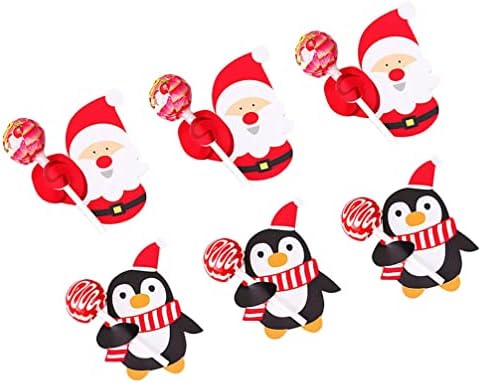 Божиќ Лижавче Хартија Картички Декорација Дедо Мраз Пингвин Бонбони Носителот 62 парчиња Празник Честитка Порака Картички За Божиќ