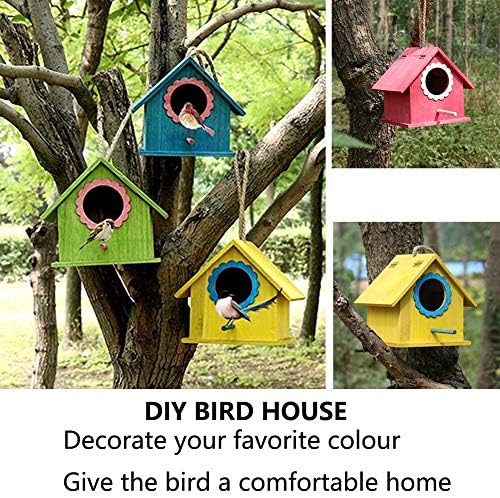 Tfwadmx Wren Bird House, пакет од 2 виси куќи за птици за надвор, дрвени гнезда кутија градина внатрешен двор, декоративно за ластовички врапчиња за колибри.