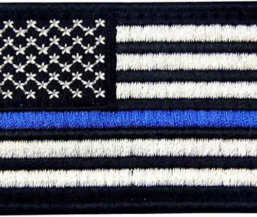 Тактичка везена тенка сина линија во САД со знаме на знамето на знамето и лепенка за јамка