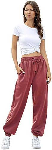 Женски џебови на дното џебови со високи половини спортски салата атлетски вклопуваат џогер панталони дневни панталони