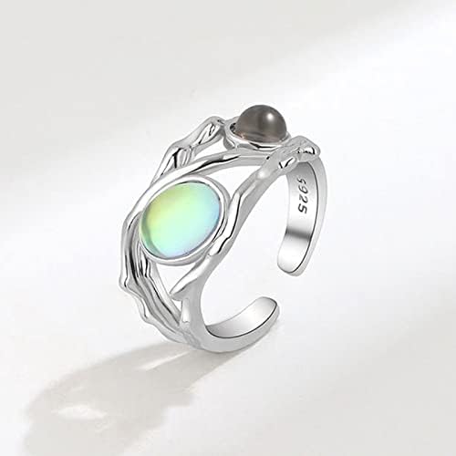 2023 Нов јазол прстен Стерлинг сребрена месечина прстен Прилагодлив виножито месечина прстен синтетички отворен прстен накит подарок за жени