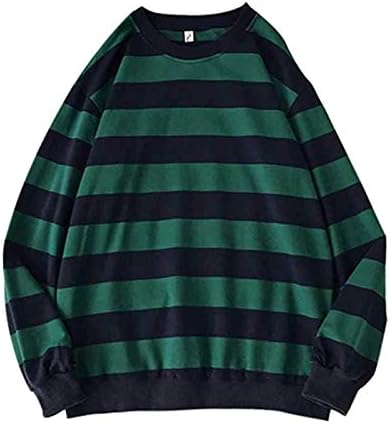 Zdfer Men's Stripe Pulverove за џемпер есенски зимски тркалење џек-кошула јакна со долги ракави врвови, обична лабава маица, машки цветни