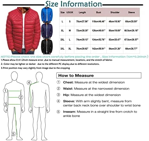 Luvlc јакни за мажи, тенки меки ватирани топло палто јакни, цврста целосна патент за ветерница со џебови со џебови