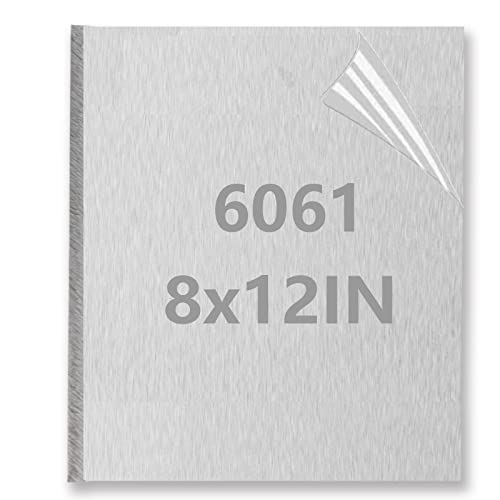 6061 Алуминиумски Лим 8 х 12 х 1/4 Инчи, Тешки Алуминиумски Плочи Со Заштитна Фолија, Рамна Обична Плоча СО Дебелина ОД 6 ММ Цврста Метална