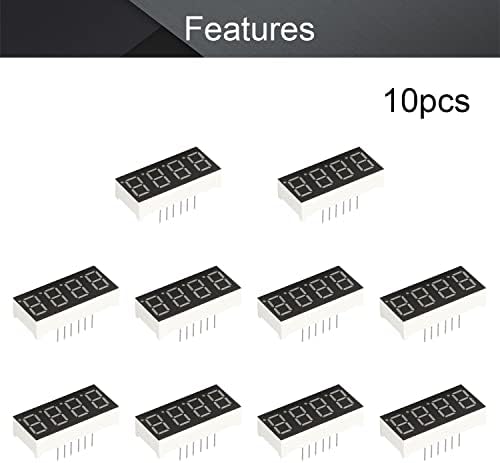 Othmro 10pcs Заедничка анода LED дисплеј дигитална цевка 4 бит 7 сегмент црна 12pin со добар униформа излез на светлина