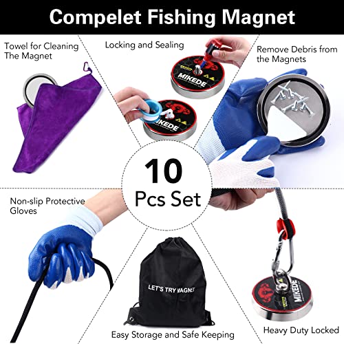 Микеде силни двострани риболов магнети 750 bs пакет со 1080 фунти риболов магнети