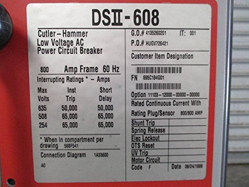 Катлер-Хамер ДС II-608 800А в 800А РП Ли Дигитрип Прекинувач ВЕСТИНГХАУС ДСИ 2