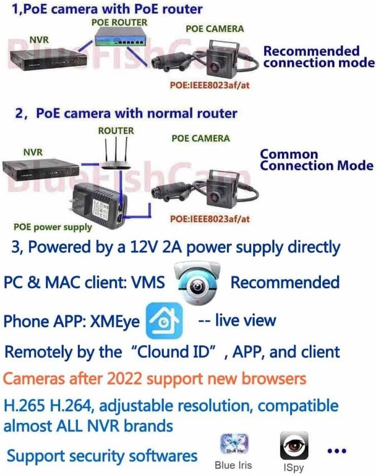 Bluefishcam Wired POE IP камера 4MP Водоотпорен IP66 4.0MP метална купола IP камера IP Surveillance System