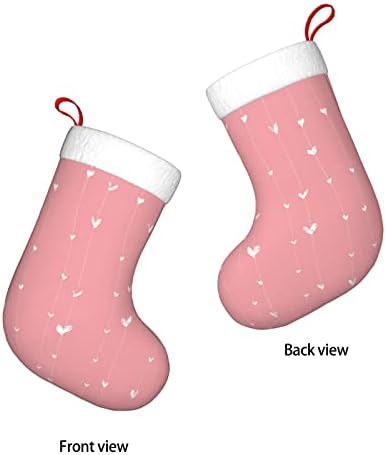 Божиќни чорапи на Аугенстер, розово herубовно срце девојче, двострано камин што виси чорапи
