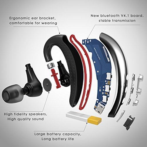 Слушалките за слушалки Shnoker Bluetooth, v5.0 безжични деловни слушалки слушалки во ушите слушалки со MIC за бизнис/канцеларија/возење/трчање