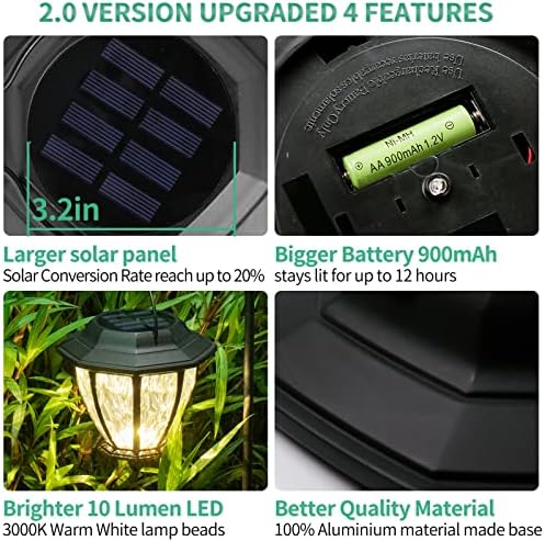 ViewSun 8 пакуваат светла со соларна пошта и 2 пакувања 34 инчи надградени висечки соларни светла