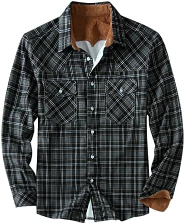 Менс карирани кошули за мажи тешка категорија зимски топло бафало карирано руно јакни со кошула меко копче со долг ракав надолу палто