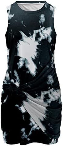 Fragarn пролетни фустани за жени 2023 година, женски модни обични печатени удобни фустанчиња без ракави за завој на вратот