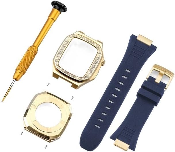 КОМПЛЕТ За Модификација На Ремени ОД Нерѓосувачки Челик CNHKAU за Apple Watch Band 8 7 41mm 45mm Силиконски Ремен + Метална кутија