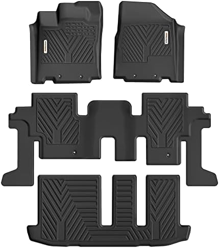Јитамоторни подни душеци 3 редови компатибилен со 2013-2020 Nissan Pathfinder/2013 Infiniti JX35/2014-2020 Infiniti QX60, уникатен црно TPE All-Time