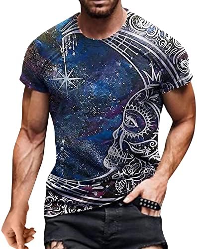 XXBR машки кошули Обичен краток ракав лето 3Д дигитално печатење Ден на независност Графичка маица со кратки ракави блуза