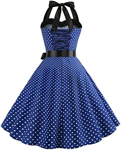 4 -ти јули 50 -ти фустан за жени Гроздобер коктел Халтер фустан Американско знаме печатено од 1950 -тите години на забава од 1950