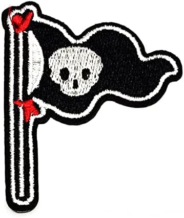 Кленплус 2 парчиња. Пиратски Дух Знаме Извезени Железо На Шиење На Лепенка Мода Цртан Филм Налепница Закрпи За Костим Облека Фармерки