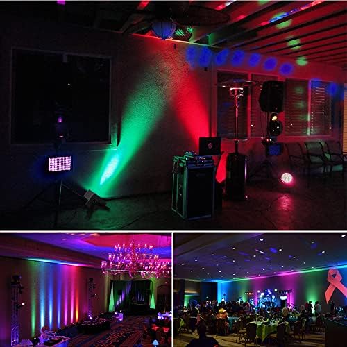 Mosfiata Par Lights 2 Pack, RGB 36 LED сценски светла звук активирана DMX контрола, 7 режими осветлување светла со осветлување