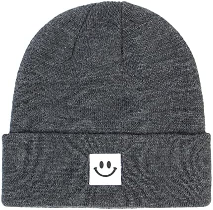 Epthsa плетена капа со насмевка со насмевка за мажи/жени, зимско топло капаче на черепот