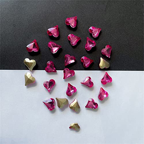 100 парчиња 0,31 3Д срцев ринестон за нокти Арт стакло стакло од скапоцен камен Накит деко роза 8мм 100 парчиња