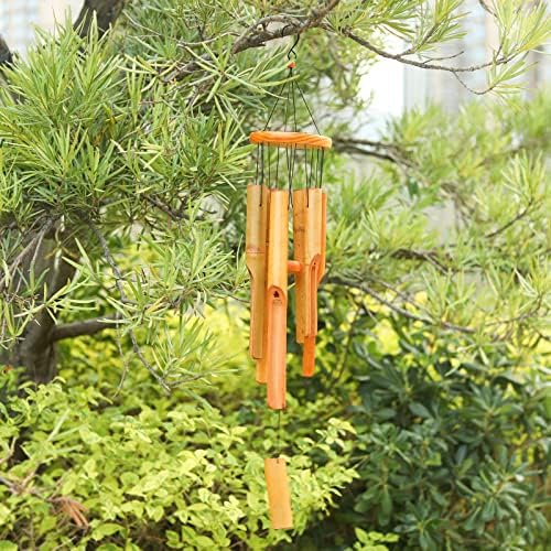 Mumtop Bamboo Wind Chimes, отворен дрвен ветер од ветер со неверојатен длабок тон за градина, внатрешен двор, дома или декор на отворено