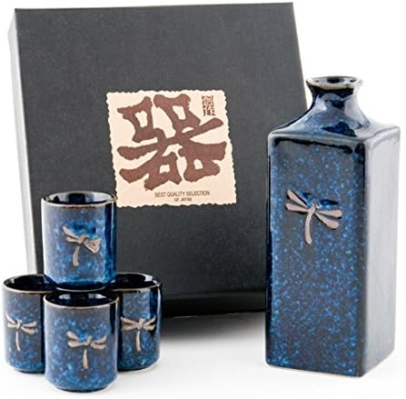 Автентично увезено јапонско сина змеј, томбо грнчарство, поставена со 14 шише со оз.