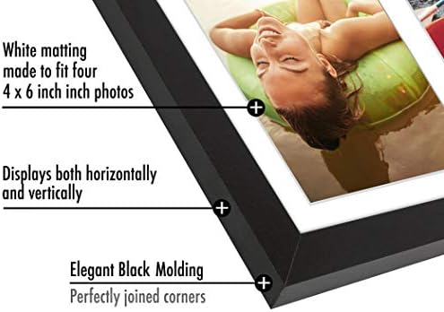 AmericanFlat 8x24 Collage Picture Frame со пет 4x6 дисплеи и црна рамка за слика на колаж | Прикажува четири фотографии од 4x6 инчи. Стакло
