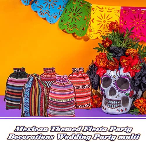 ЛЕИФИД 48 Спакувајте Мексикански Кеси За Бонбони За Мексикански Украси За Подароци За Забави За Повеќекратна Употреба Памучна Фиеста Гуди