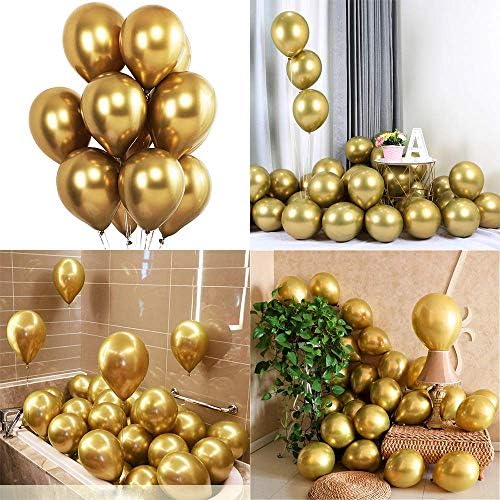 Златни Хромирани Метални Балони 5 инчни Балони Со Хелиум Дебел Латекс Златен Лак 50 ПАРЧИЊА За Украси За Роденденски Забави Туш За Бебиња