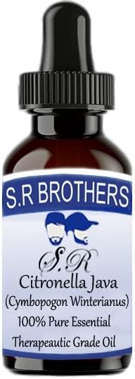 S.R браќа Citronella java чисто и природно есенцијално масло со капнување со капнување 50мл