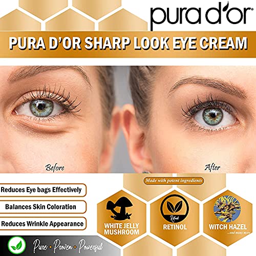 Pura d'Or Sharp Look Eye Cream Cream, засилувачки крем за очи за цврст лифт и намален изглед на брчки и фини линии, подпухналост и под кеси за