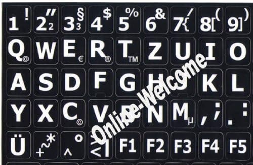 Германски Големи Букви Големи Букви Црна Позадина Тастатура Налепница За Компјутери Тастатури