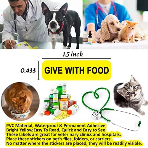 Дајте со Храна - Ветеринарни Етикети/Налепници, 1,5 х 0,43 инчни Етикети За Упатства За Лекови За Медицински Контејнери Аптеки