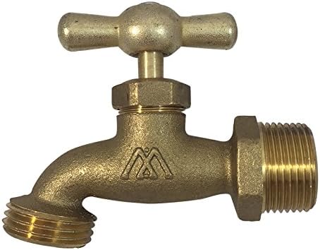Brass Hose Bibb [79-112] се споредува со Arrowhead Brass 3/4 Машки NPT влез со 3/4 излез за црево за вода идеален за градини и патиос