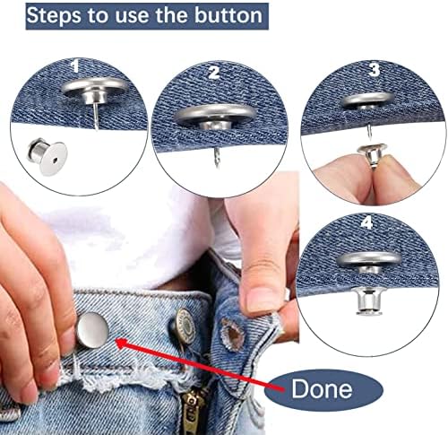 12 комплети Jeanан копчиња игли без шиење инстант 17мм копче за замена на копчињата за прилагодување на панталоните