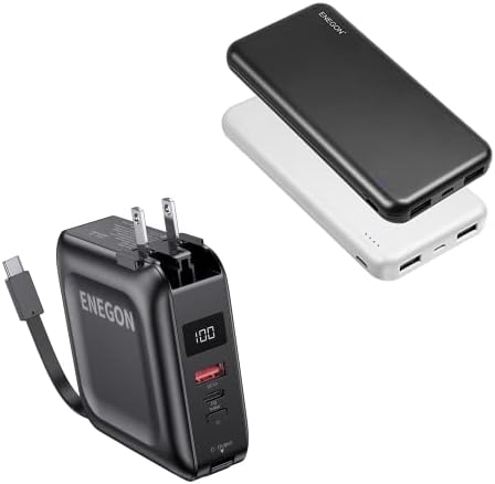 Enegon 1 Hybrid Fast Portable Charger Plus 2 Pack од 10000mAh Power Bank